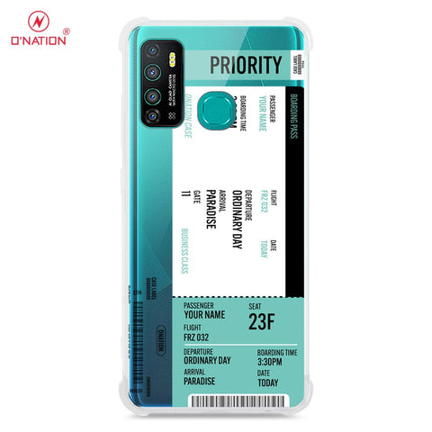 Infinix Hot 9 Pro Cover - Personalised Boarding Pass Ticket Series - 5 Designs - Clear Phone Case - Soft Silicon Borders