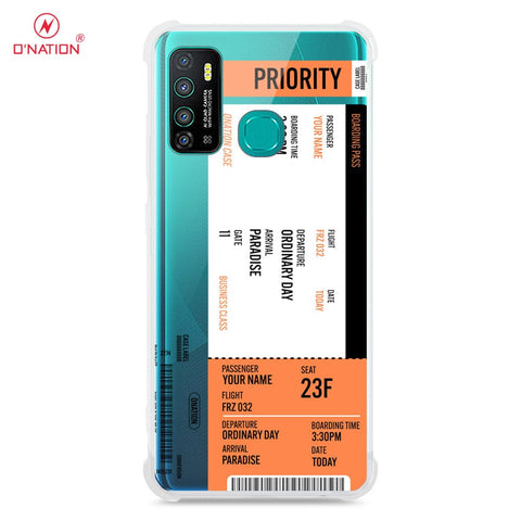 Infinix Hot 9 Pro Cover - Personalised Boarding Pass Ticket Series - 5 Designs - Clear Phone Case - Soft Silicon Borders