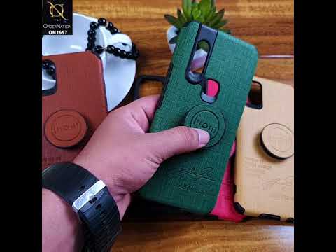 Oppo A5s Cover - Brown - New Stylish Fabric Texture Case with Holder