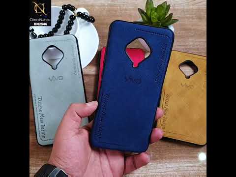 Vivo S1 Cover - Blue - New Design Jeans Texture Leather Soft Case