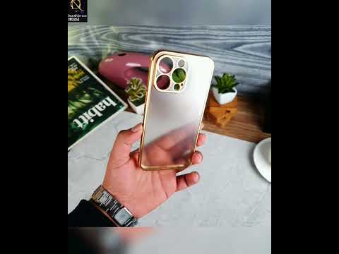 iPhone 13 Pro Cover - Golden - Electroplating Color Borders Semi-Transparent Soft Case