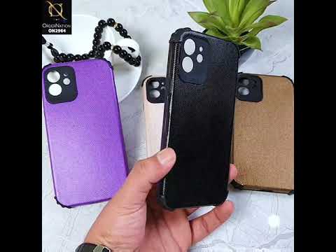 iPhone 11 Pro Cover - Brown - New Jeans Texture Synthetic Leather Style Soft Case
