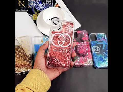 iPhone 8 Plus / 7 Plus Cover - Design 7 - Trendy Moving Liquid Glitter Shine Soft Borders Case