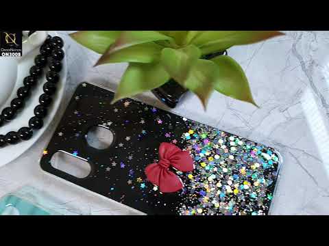 Vivo S1 Cover - Black - Bling Glitter Shinny Star Soft Case With Bow - Glitter Does Not Move