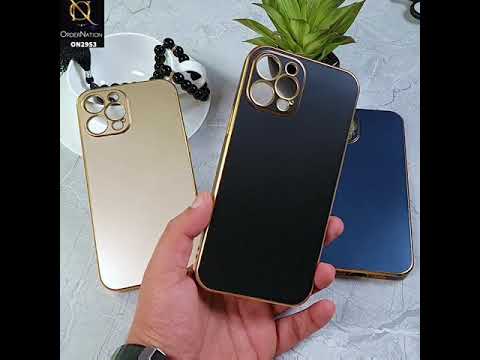 iPhone 12 Pro Max Cover - Golden - Soft Gold Plated Color Borders Camera Protection Back Case