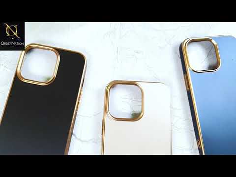 iPhone 12 Pro Max Cover - Golden - Soft Gold Plated Color Borders Camera Protection Back Case