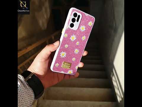 Infinix Hot 10 Play Cover - Pink - Bling Sparkle Glitter Flower Back Shell Soft Border Case with Camera Protection