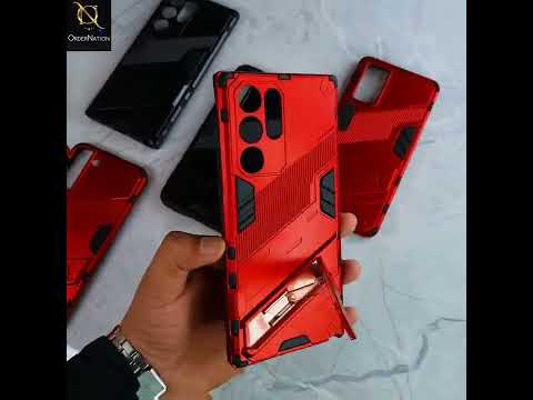 Xiaomi Redmi Note 11 Pro Cover - Red - O Nation Hybrid Series Soft Borders Semi Hard Back Shock Proof Bumper Kick Stand Case with Camera Protection