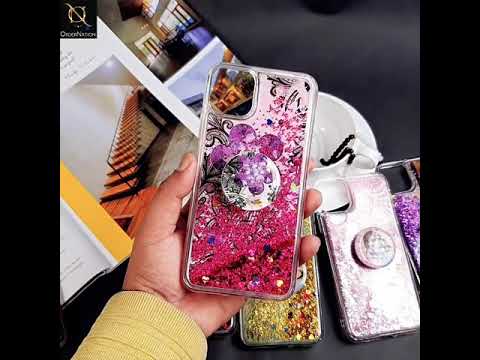 iPhone 11 Pro Max - Design 4 - New Elegant Liquid Glitter Soft Borders Case With  Holder