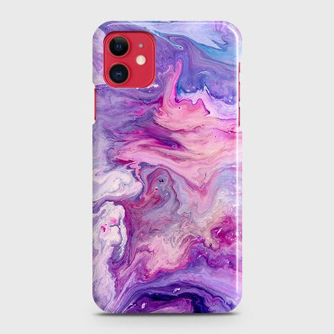 iPhone 11 Cover - Chic Blue Liquid Marble Printed Hard Case with Life Time Colors Guarantee