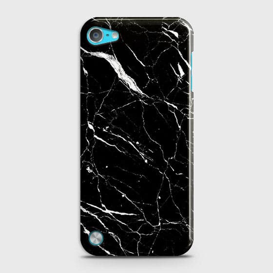 iPod Touch 5 Cover - Trendy Black Marble Printed Hard Case with Life Time Colors Guarantee