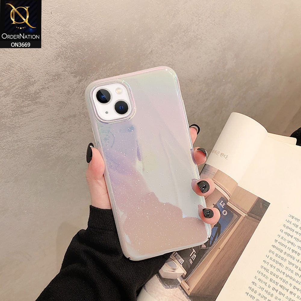 iPhone 14 Plus Cover  - White - Rainbow Dew Drops Ultra Thin Semi Transparent Back Hard Shell Case