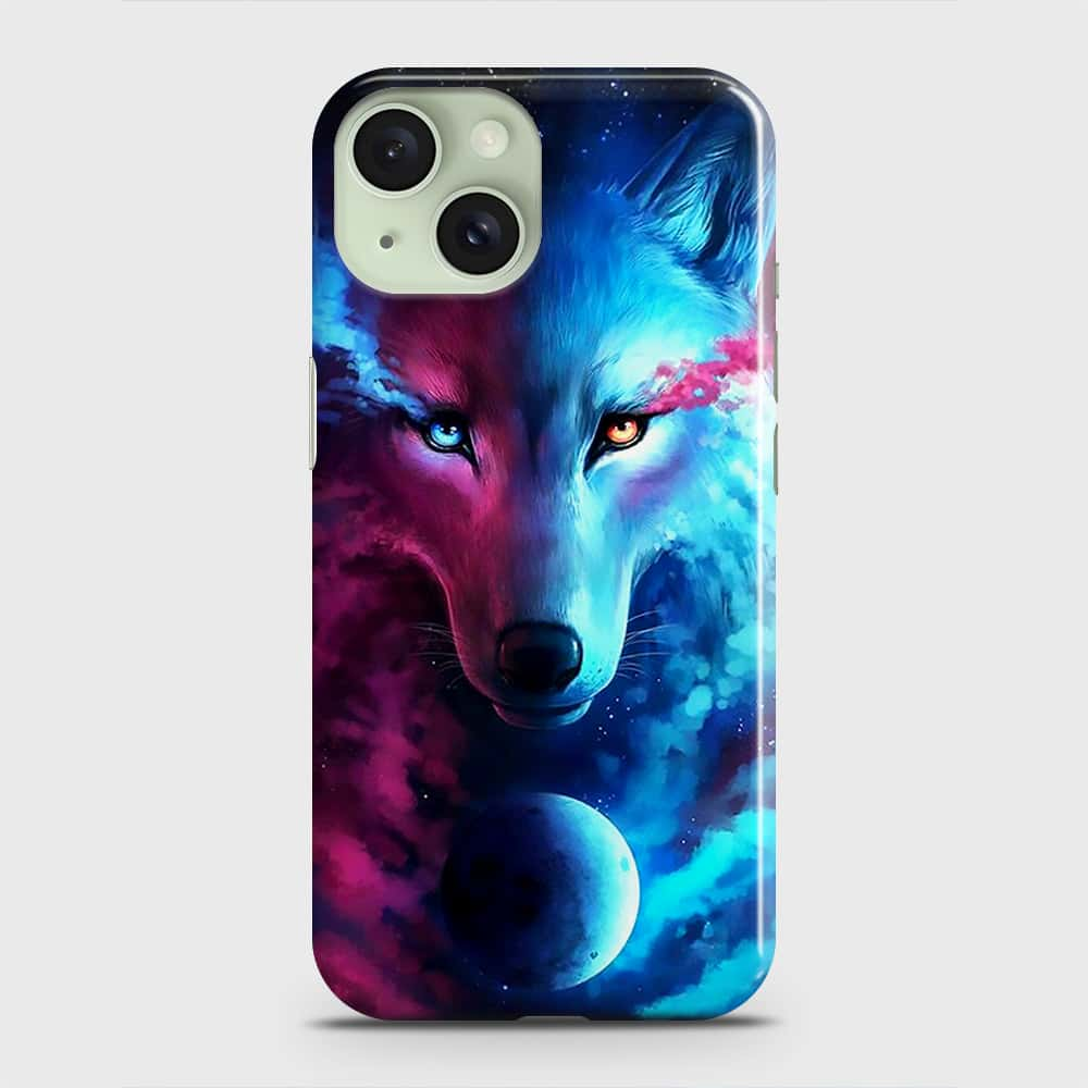 iPhone 15 Cover - Infinity Wolf Trendy Printed Hard Case with Life Time Colors Guarantee