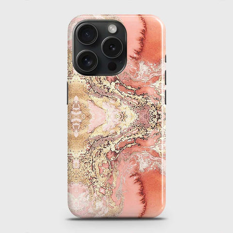 iPhone 15 Pro Cover - Trendy Chic Rose Gold Marble Printed Hard Case with Life Time Colors Guarantee