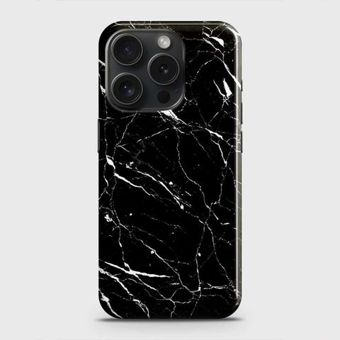 iPhone 15 Pro Cover - Trendy Black Marble Printed Hard Case with Life Time Colors Guarantee