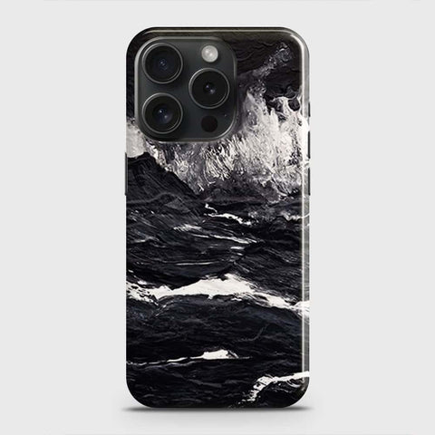 iPhone 15 Pro Cover - Black Ocean Marble Trendy Printed Hard Case with Life Time Colors Guarantee