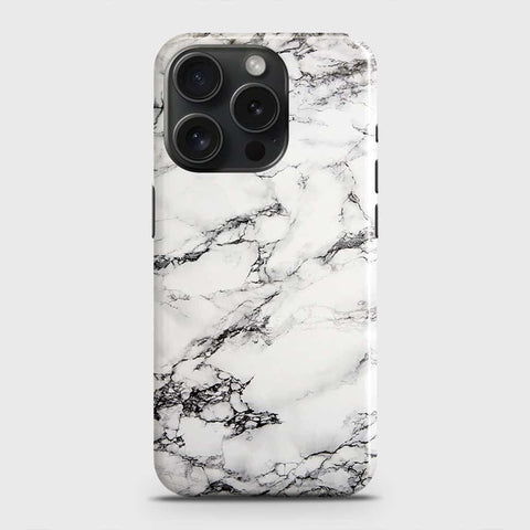 iPhone 15 Pro Cover - Trendy White Floor Marble Printed Hard Case with Life Time Colors Guarantee