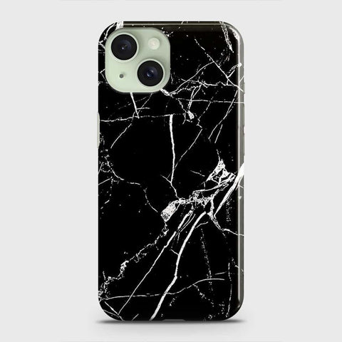 iPhone 15 Plus Cover - Black Modern Classic Marble Printed Hard Case with Life Time Colors Guarantee