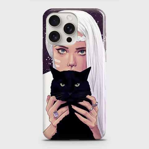 iPhone 15 Pro Max Cover - Trendy Wild Black Cat Printed Hard Case with Life Time Colors Guarantee