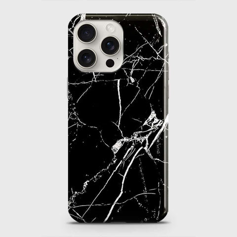 iPhone 15 Pro Max Cover - Black Modern Classic Marble Printed Hard Case with Life Time Colors Guarantee