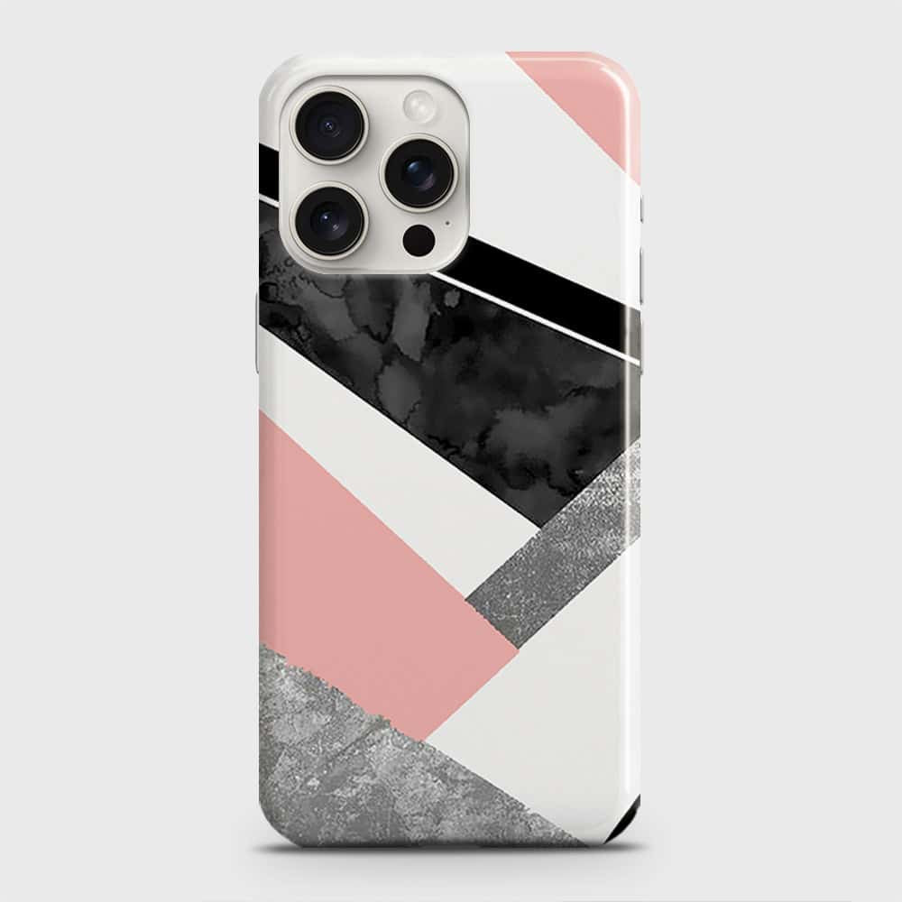 iPhone 15 Pro Max Cover - Geometric Luxe Marble Trendy Printed Hard Case with Life Time Colors Guarantee