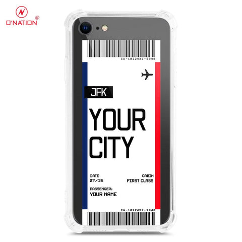 iPhone SE 2022 Cover - Personalised Boarding Pass Ticket Series - 5 Designs - Clear Phone Case - Soft Silicon Borders U14