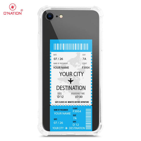 iPhone SE 2022 Cover - Personalised Boarding Pass Ticket Series - 5 Designs - Clear Phone Case - Soft Silicon Borders U14