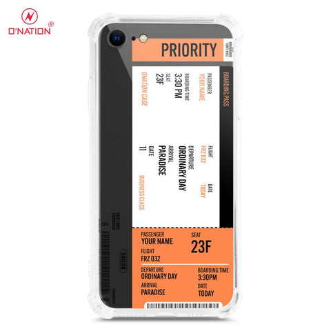 iPhone SE 2022 Cover - Personalised Boarding Pass Ticket Series - 5 Designs - Clear Phone Case - Soft Silicon Borders U14