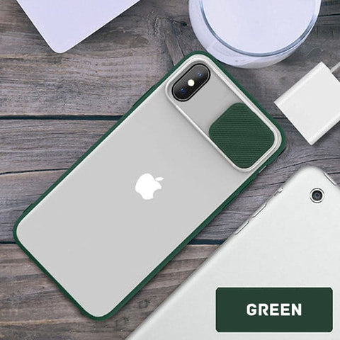 iPhone XS Max Cover - Green - Translucent Matte Shockproof Camera Slide Protection Case