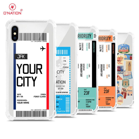 iPhone XS / X Cover - Personalised Boarding Pass Ticket Series - 5 Designs - Clear Phone Case - Soft Silicon Borders