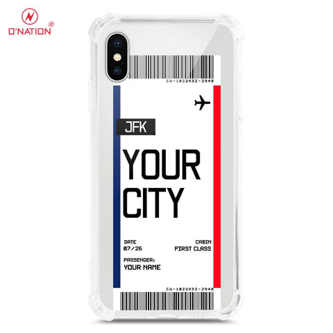 iPhone XS Max Cover - Personalised Boarding Pass Ticket Series - 5 Designs - Clear Phone Case - Soft Silicon Borders U8 (d5)