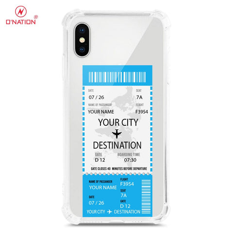 iPhone XS Max Cover - Personalised Boarding Pass Ticket Series - 5 Designs - Clear Phone Case - Soft Silicon Borders U8 (d5)