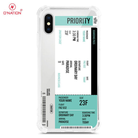 iPhone XS Max Cover - Personalised Boarding Pass Ticket Series - 5 Designs - Clear Phone Case - Soft Silicon Borders U8 (d5)