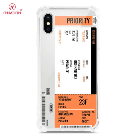 iPhone XS Max Cover - Personalised Boarding Pass Ticket Series - 5 Designs - Clear Phone Case - Soft Silicon Borders U8 (d5)