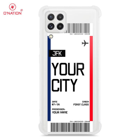 Samsung Galaxy M22 Cover - Personalised Boarding Pass Ticket Series - 5 Designs - Clear Phone Case - Soft Silicon Borders