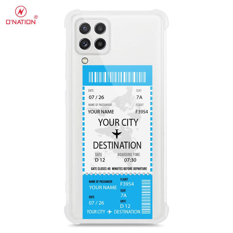 Samsung Galaxy M22 Cover - Personalised Boarding Pass Ticket Series - 5 Designs - Clear Phone Case - Soft Silicon Borders