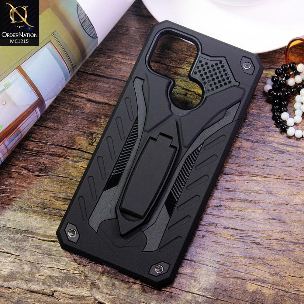 Oppo A15 Cover - Black - Luxury Hybrid Shockproof Stand Case