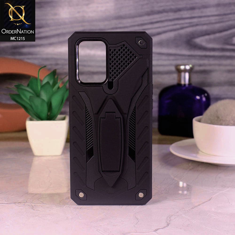 Oppo A16 Cover - Black - Luxury Hybrid Shockproof Stand Case