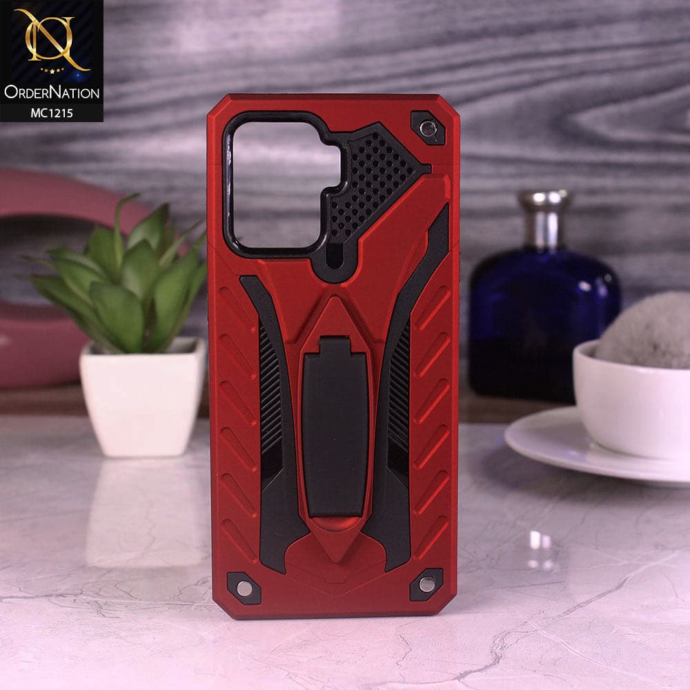 Oppo A94 Cover - Red - Luxury Hybrid Shockproof Stand Case