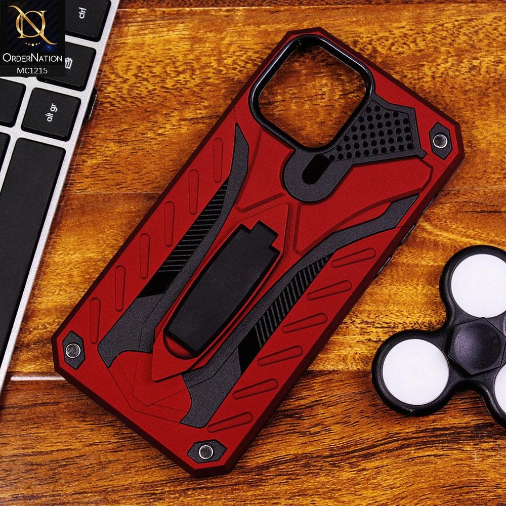 iPhone 12 Pro - Red - Luxury Hybrid Hybrid Shockproof Stand Case