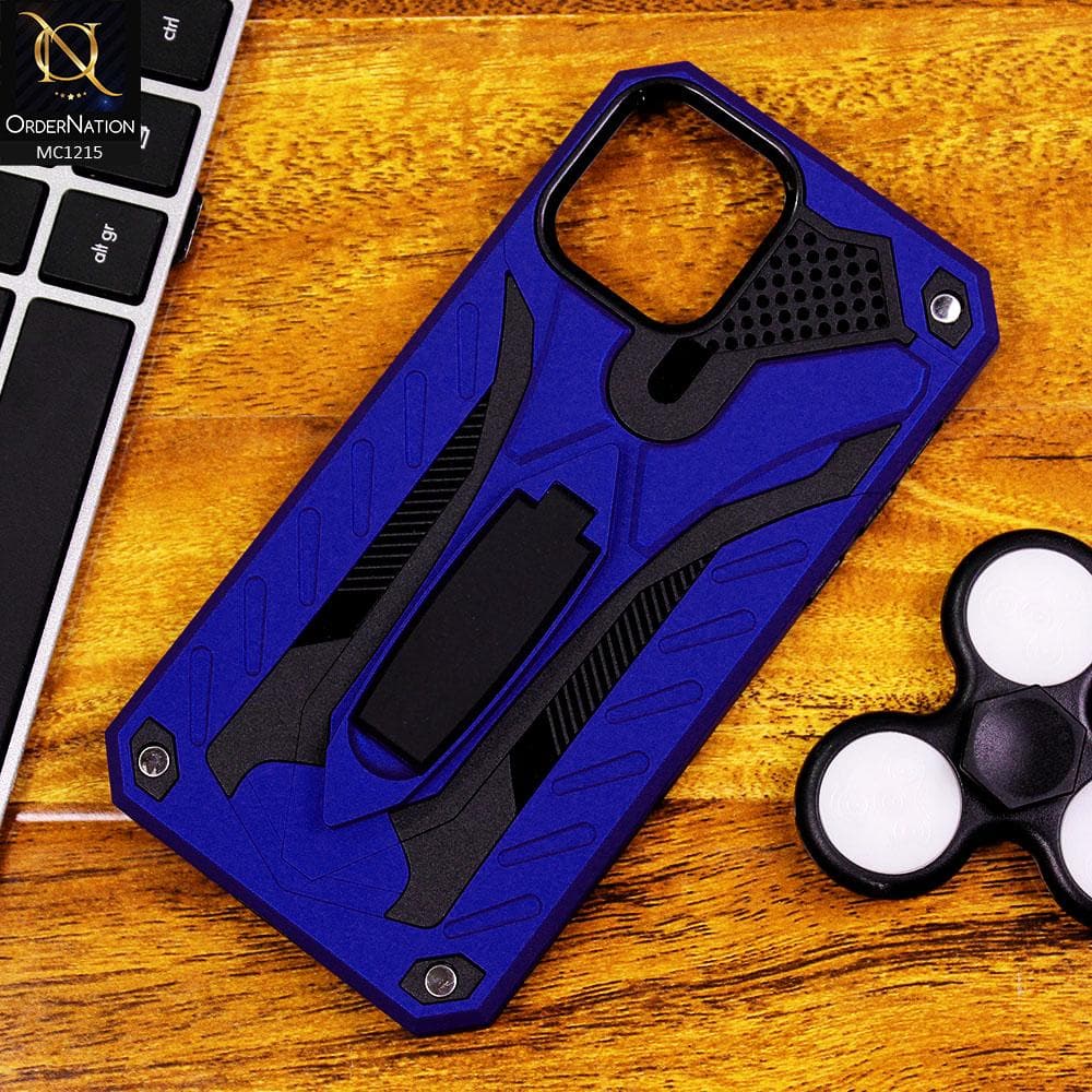 iPhone 13 Pro Max Cover - Blue - Luxury Hybrid Hybrid Shockproof Stand Case