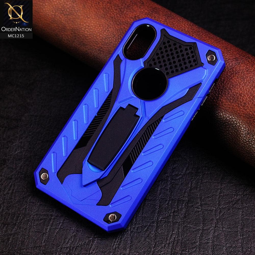 iPhone XR Covers - Blue - Luxury Hybrid Shockproof Stand Case