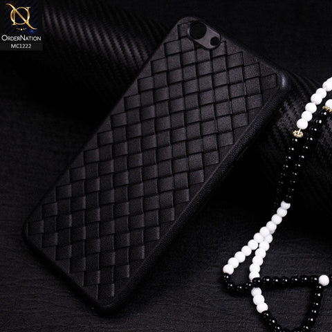 Oppo A59 Cover - Black - New Stylish Cube Grid Patern Soft Case