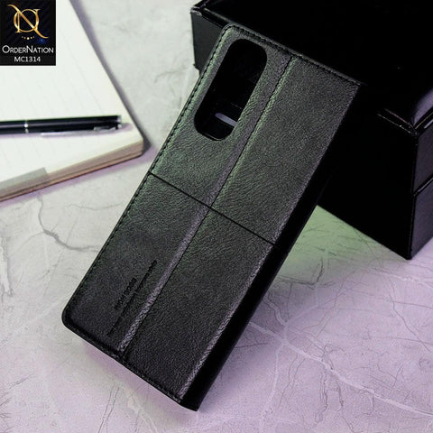 Oppo Reno 4 Pro Cover - Black - Rich Boss Flip Book Soft Leather Texture Case