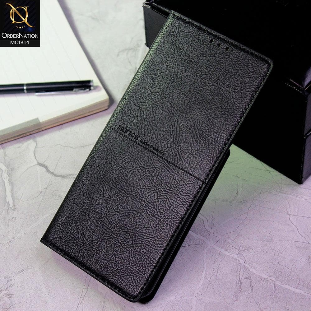 Oppo Reno 4 Pro Cover - Black - Rich Boss Flip Book Soft Leather Texture Case