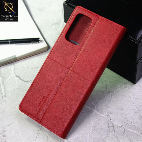 Samsung Galaxy A52 Cover - Red - Rich Boss Flip Book Soft Leather Texture Case