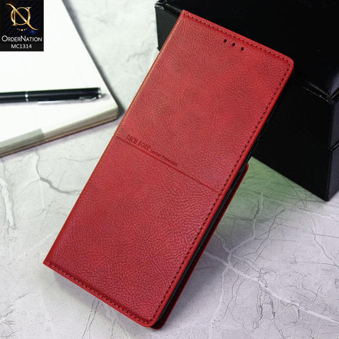 Samsung Galaxy A52 Cover - Red - Rich Boss Flip Book Soft Leather Texture Case