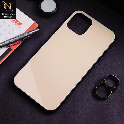 iPhone 11 Pro Cover - Off White - Color Tempered Glass Soft Border Case