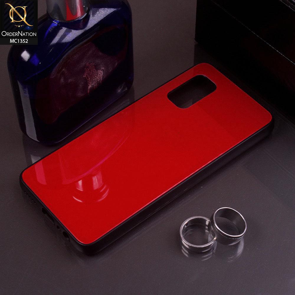 Vivo V17 Cover - Red - Color Tempered Glass Soft Border Case