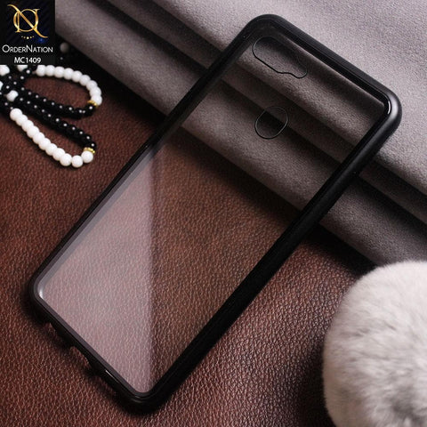 Luxury HQ Magnetic Back Glass Case For Oppo A7 - No Glass On Screen Side - Black